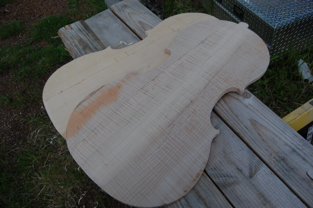 Cello plates cut to final outline, ready for carving.